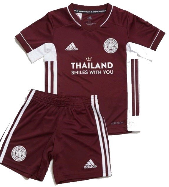 Kit infantil oficial Adidas Leicester 2020 2021 II jogador Vermelho